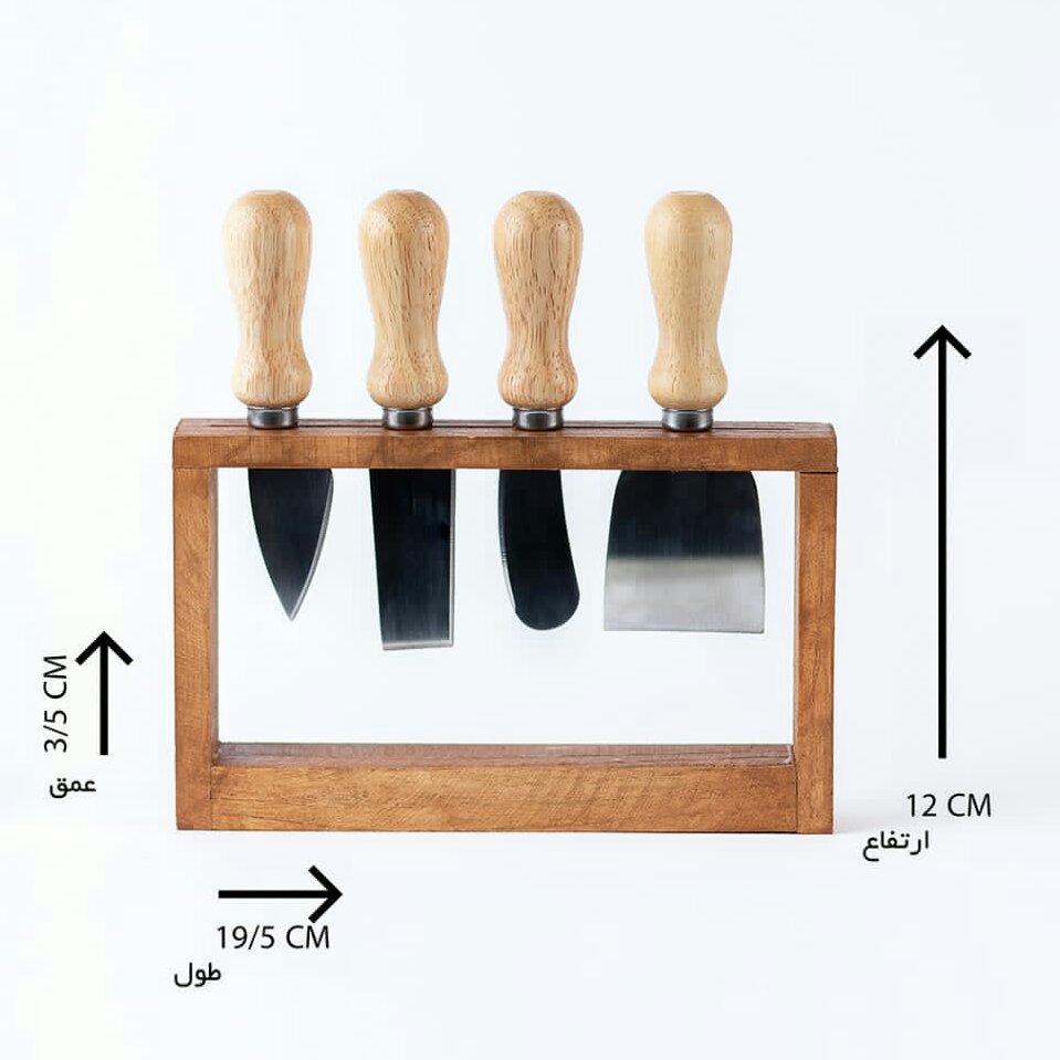 ست 4تایی ابزار صبحانه دسته چوبی کره
