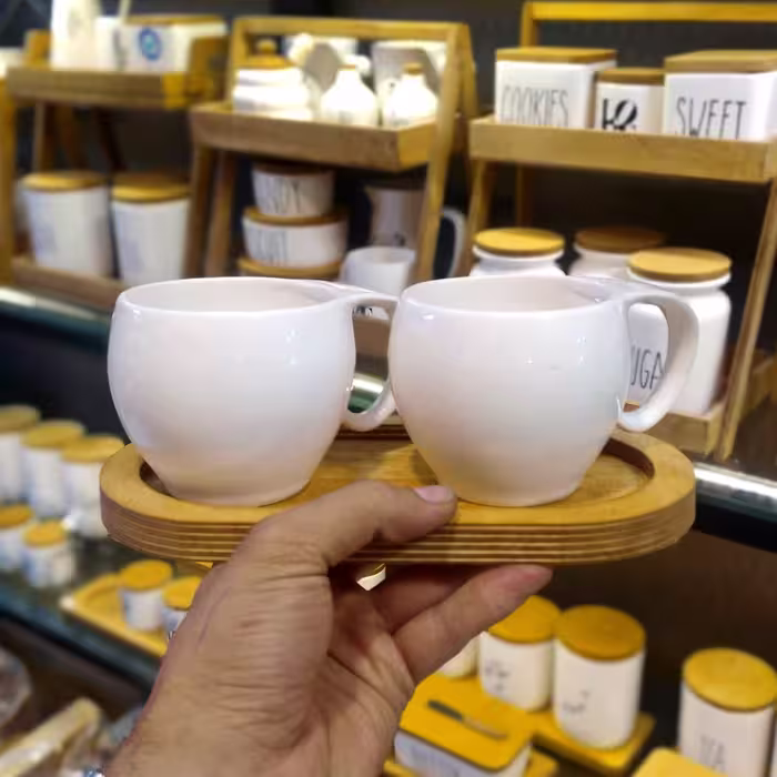 فنجان جفتی زیره چوب ( چوب پلای وود ) قابل شستشو کیفیت عالی