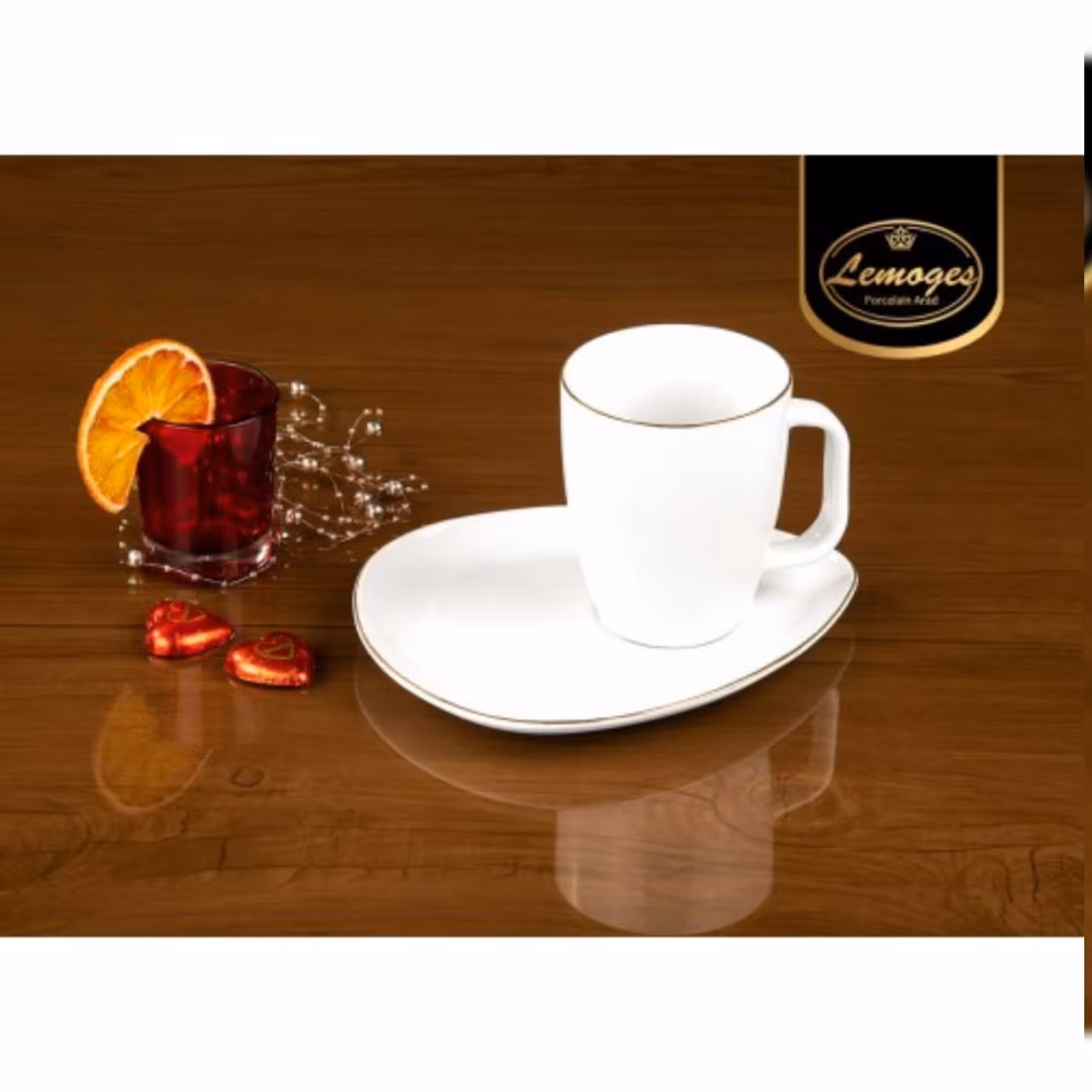 سرویس دو پارچه لیوان و نعلبکی مدل لوتوس یک خط طلا