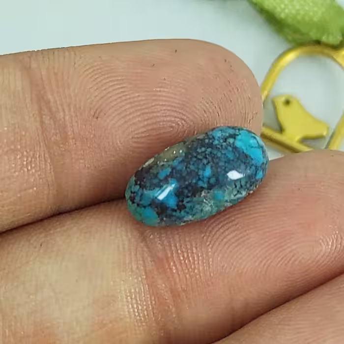 سنگ فیروزه نیشابور طبیعی بیضی مدل هوپ کد pc4-4