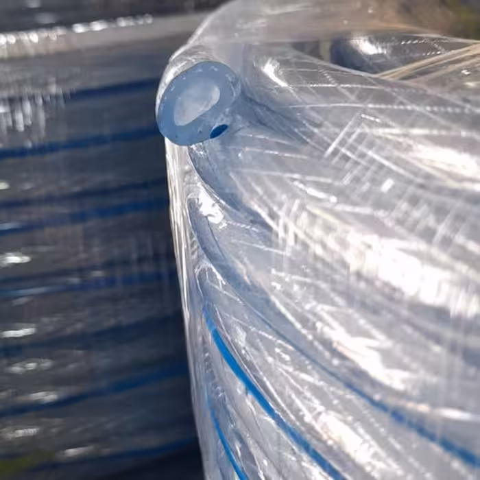 شلنگ گاز  شهری کریستال شفاف خط دار ،   نخ دار و مقاوم - کلاف 5 متری