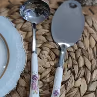 کفگیر و ملاقه دسته سرامیکی گلداررومانتیک هوم