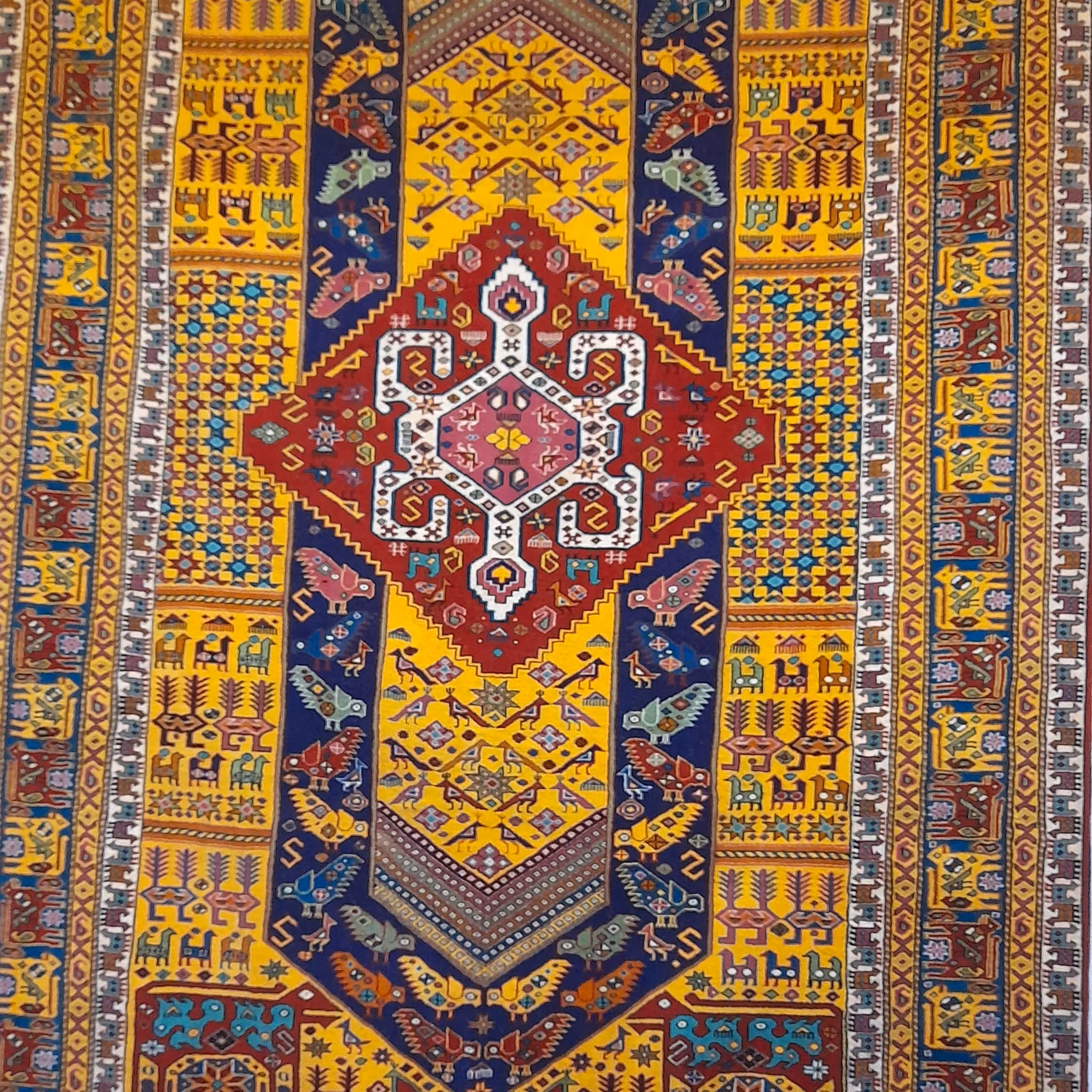 فرش 6 متری دستبافت ،طرح قشقایی اعلا، ارسال رایگان، پشم 