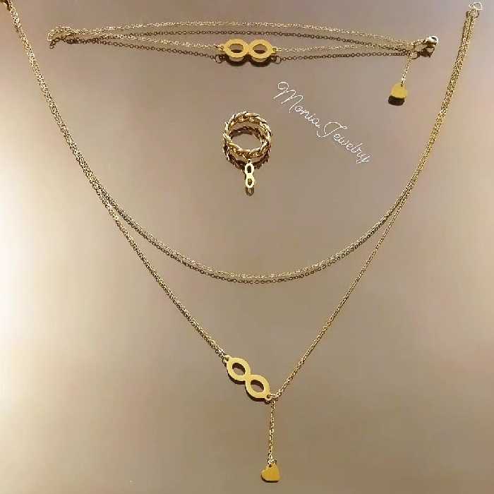 سرویس دولاین استیل رنگ ثابت طرح بی نهایت با انگشتر کارتیر 