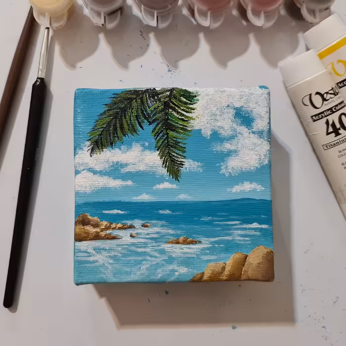 تابلو نقاشی طرح دریا  ابعاد  10 * 10 سانتی‌متر