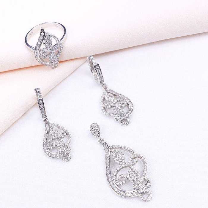 نیم ست نقره میکرو عیار925 آبکاری شده،کد 14