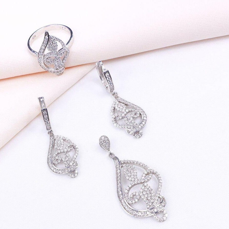 نیم ست نقره میکرو عیار925 آبکاری شده،کد 14