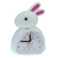 ساعت رومیزی زنگ دار سفید طرح خرگوش