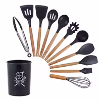 سرویس کفگیر و ملاقه 12 پارچه جی فی نی مدل 01 (مشکی)