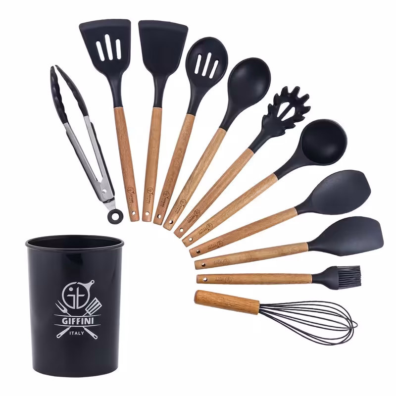 سرویس کفگیر و ملاقه 12 پارچه جی فی نی مدل 01 (مشکی)