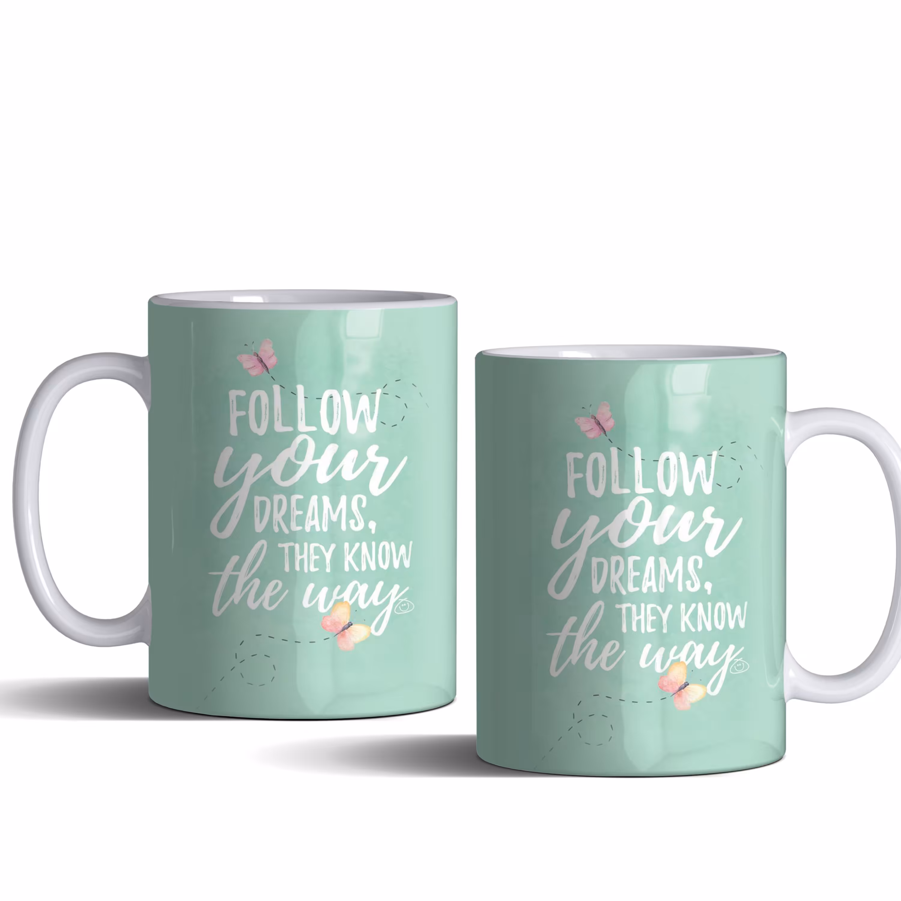 لیوان (ماگ) انگیزشی با متن FOLLOW YOURS DREAMS THEY KNOW THE Way.