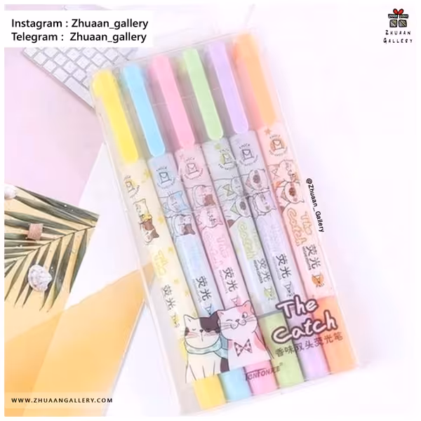 ست 6 رنگ ماژیک هایلایتر دوسر گربه ای