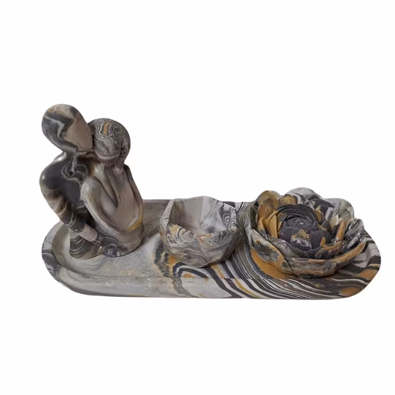 ست جاشمعی و جاعودی 4تکه بتنی طرح محبت