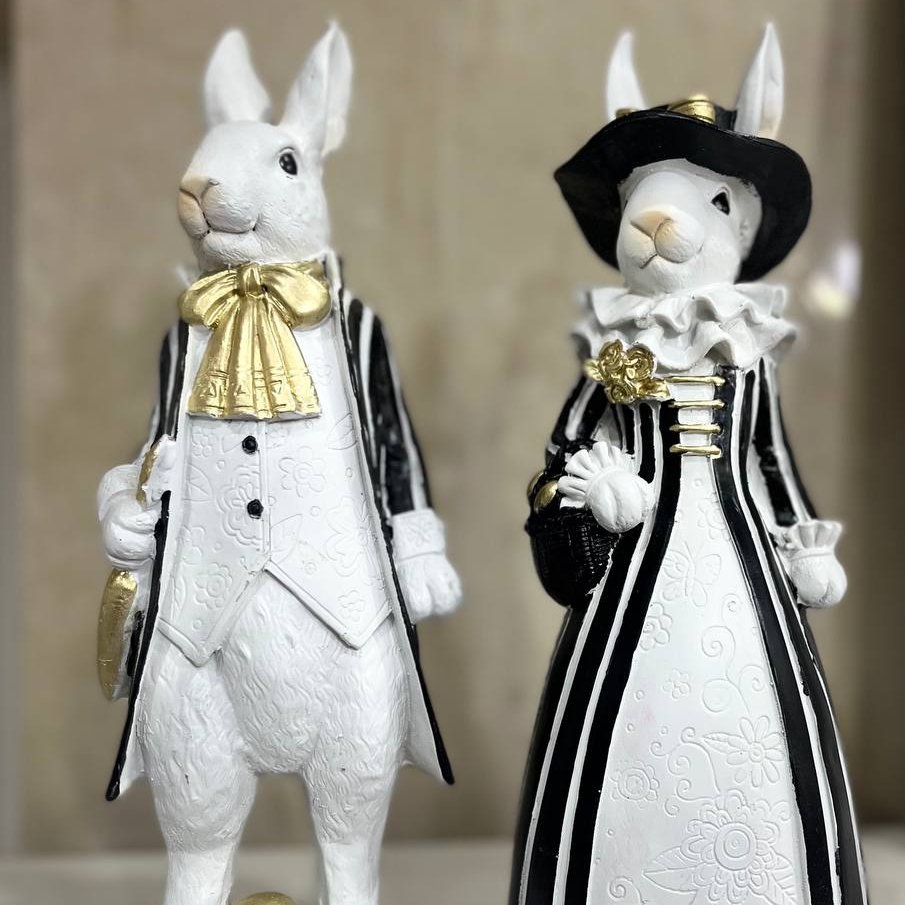 ست زن و مرد خرگوش مجسمه خرگوش پلی استر