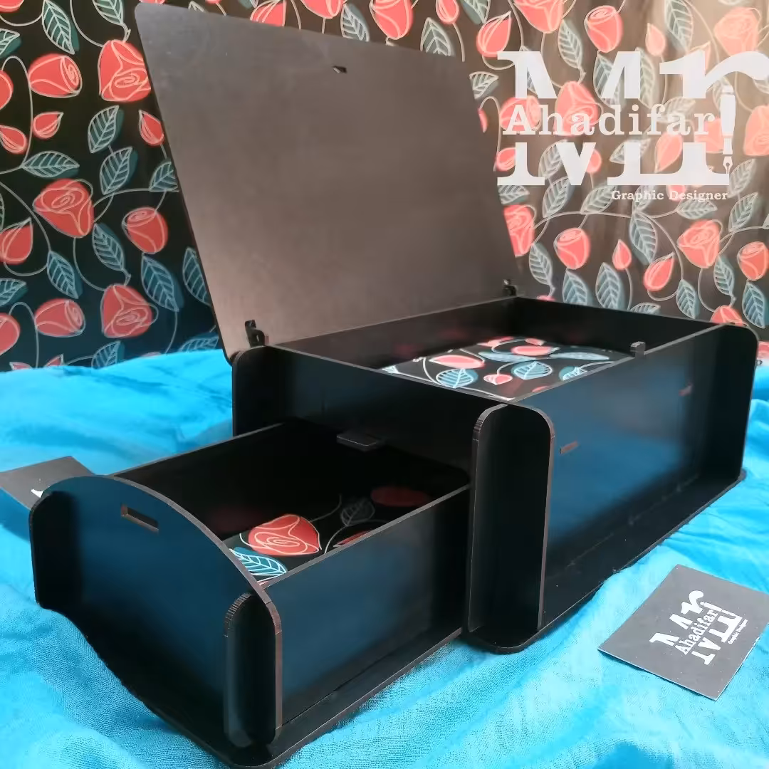 باکس سفارشی  رنگ مشکی جنس چوب 