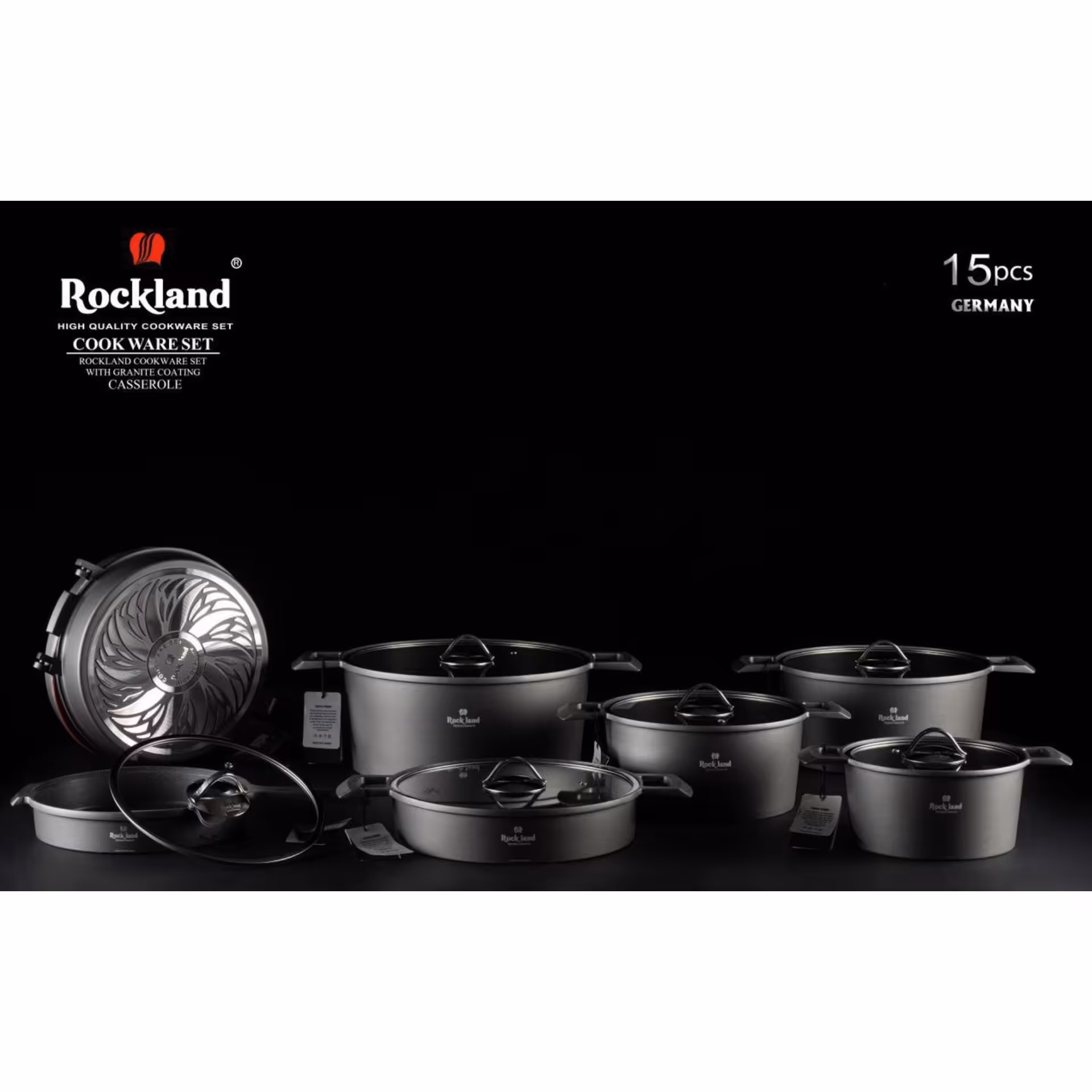 سرویس قابلمه راکلند 15 پارچه مدل آلمانی چدن گرانیت در  6 رنگ مختلف