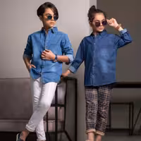 پیراهن  لی سنگشور شده (مناسب برای دختر و پسر) با ضمانت و کیفیت عالی سایز 5تا 9سال  9تا12سال رنگ آبی کمرنگ و پررنگ 