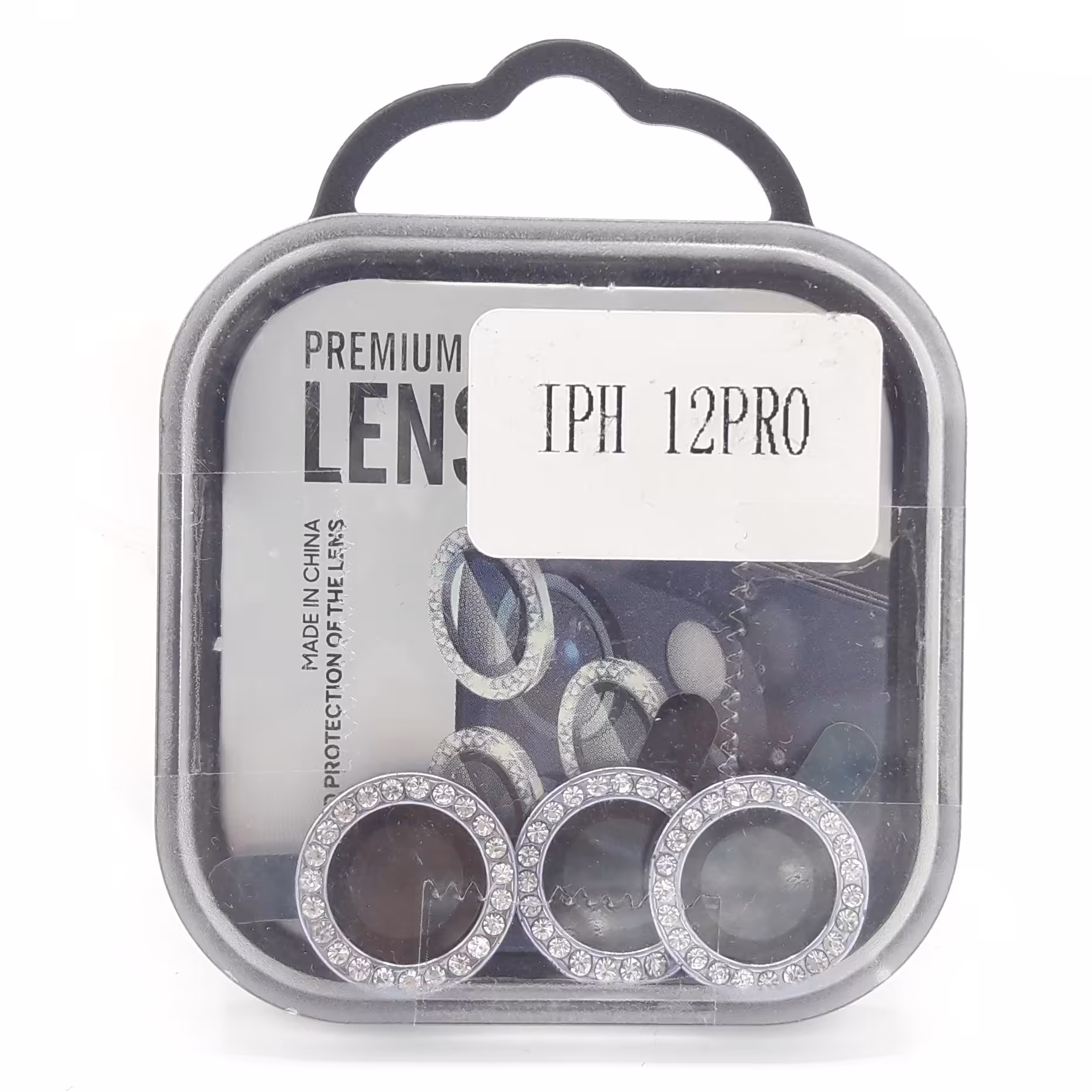 محافظ لنز دوربین نگینی آیفون 12پرو رنگ سفید