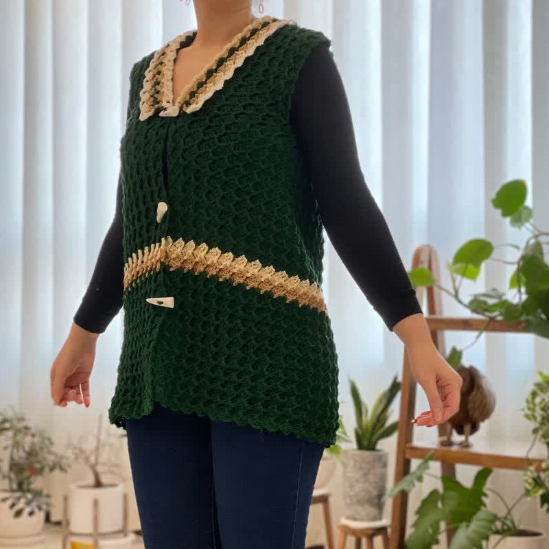 ژیله قلاب بافی دگمه دار