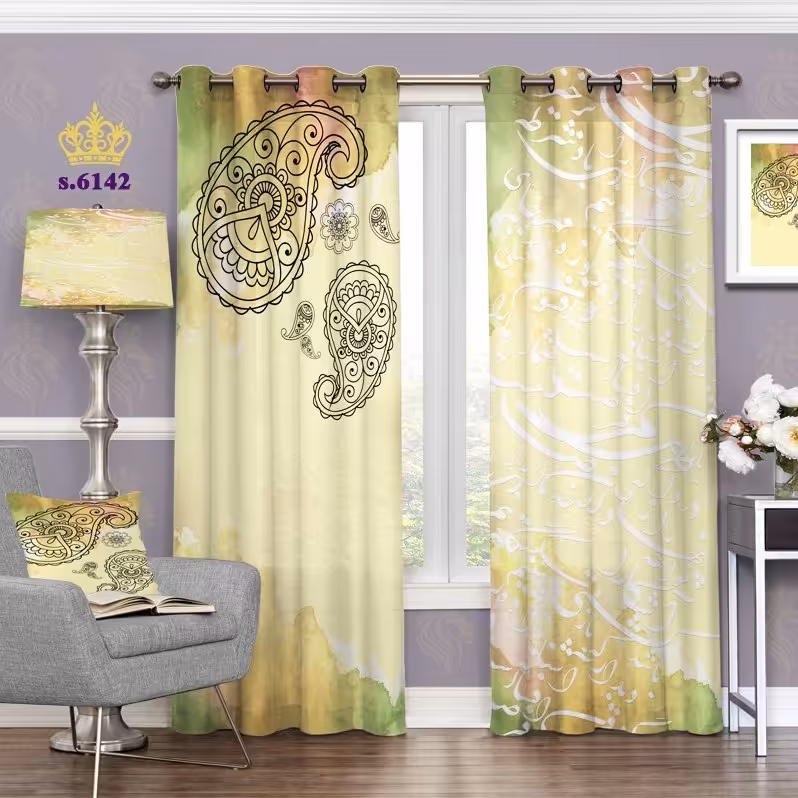 پرده پذیرایی دو قواره طرح اسلیمی کد S6142