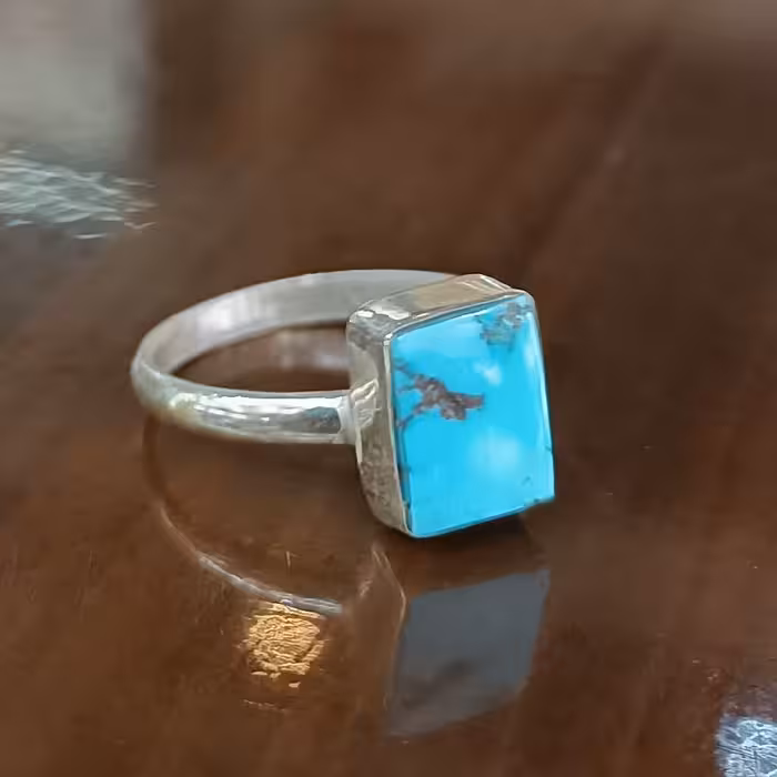 انگشتر مربع  فیروزه نیشابوری حرز دار 