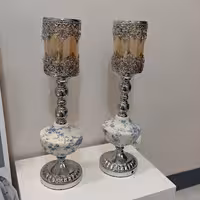 شمعدان دوتایی مدل 282499رنگ سفید 