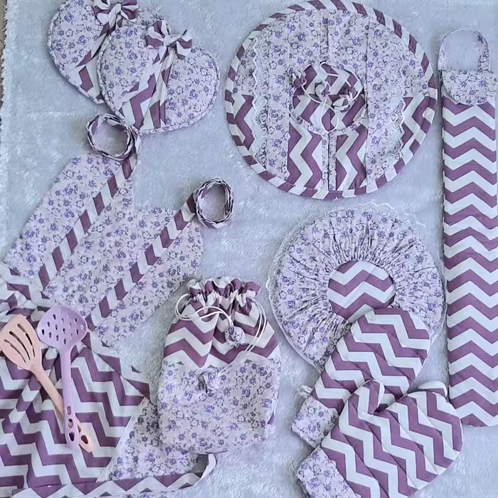 سرویس آشپزخانه عروس گلدار بنفش