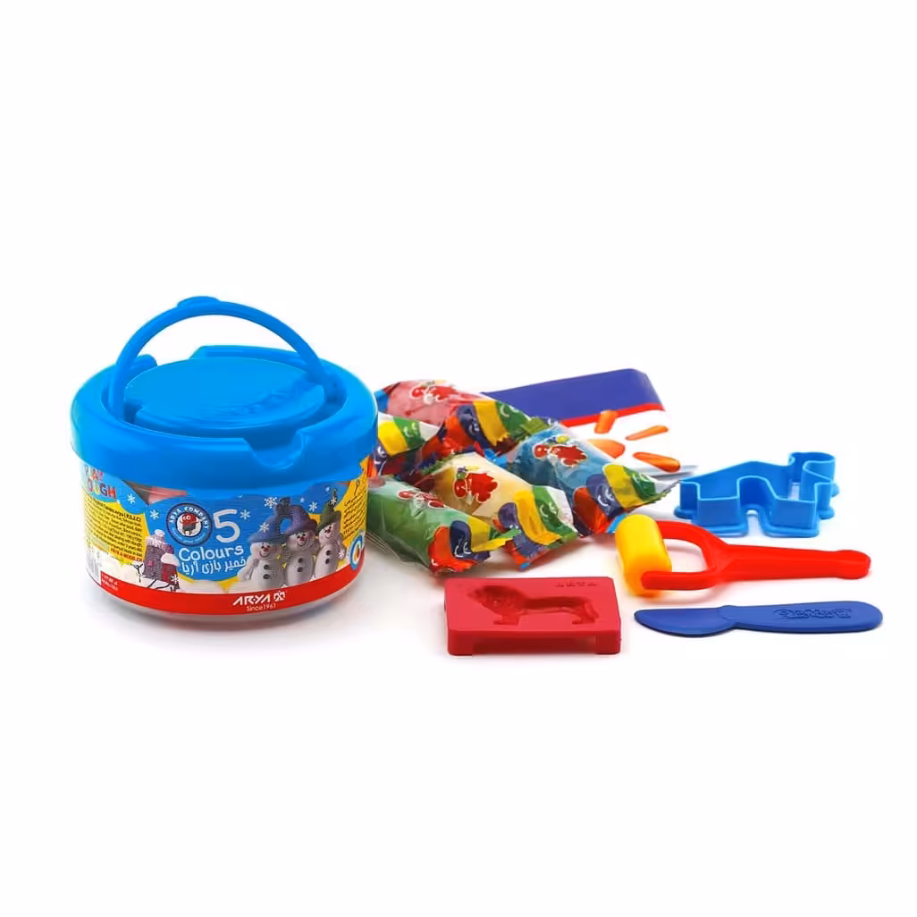 خمیر بازی سطلی آریا  همراه با ابزار و قالب و سفره مخصوص