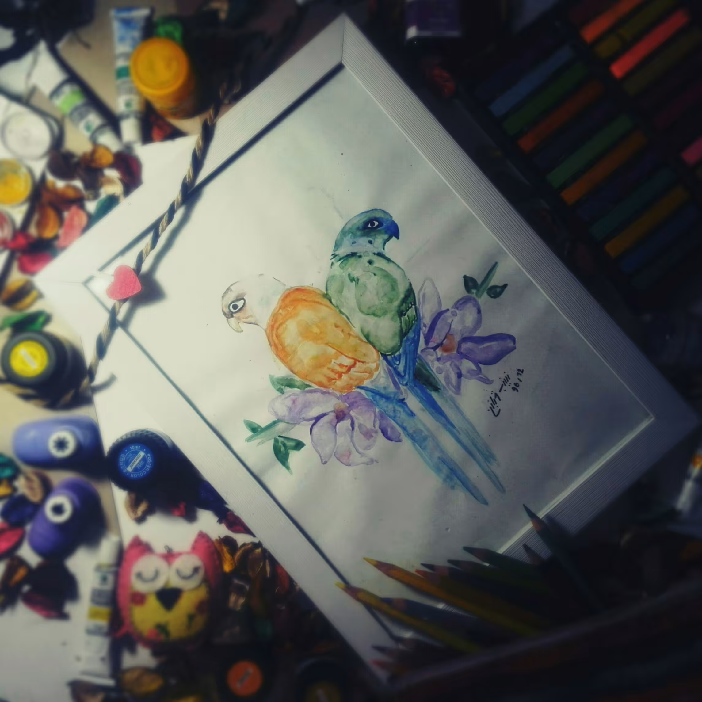 قاب نقاشی پرنده