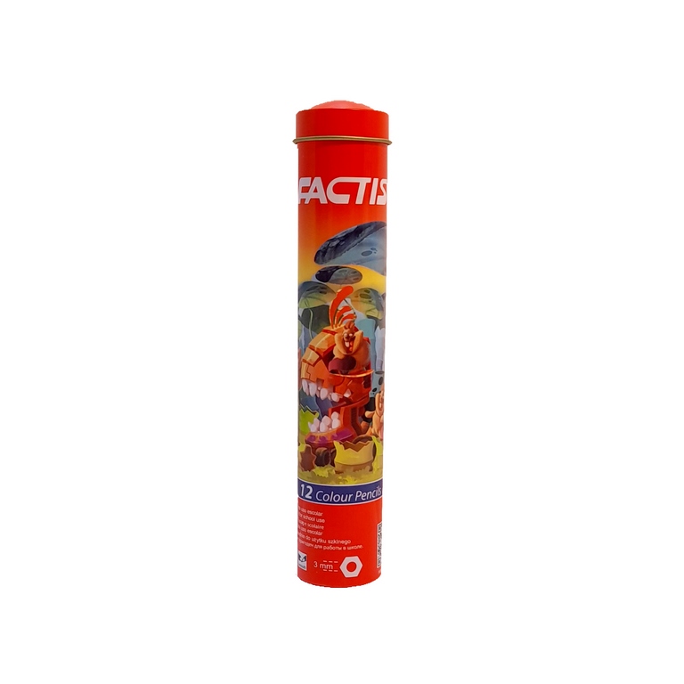 مداد رنگی 12 رنگ جعبه استوانه ای فلزی فکتیس FACTIS