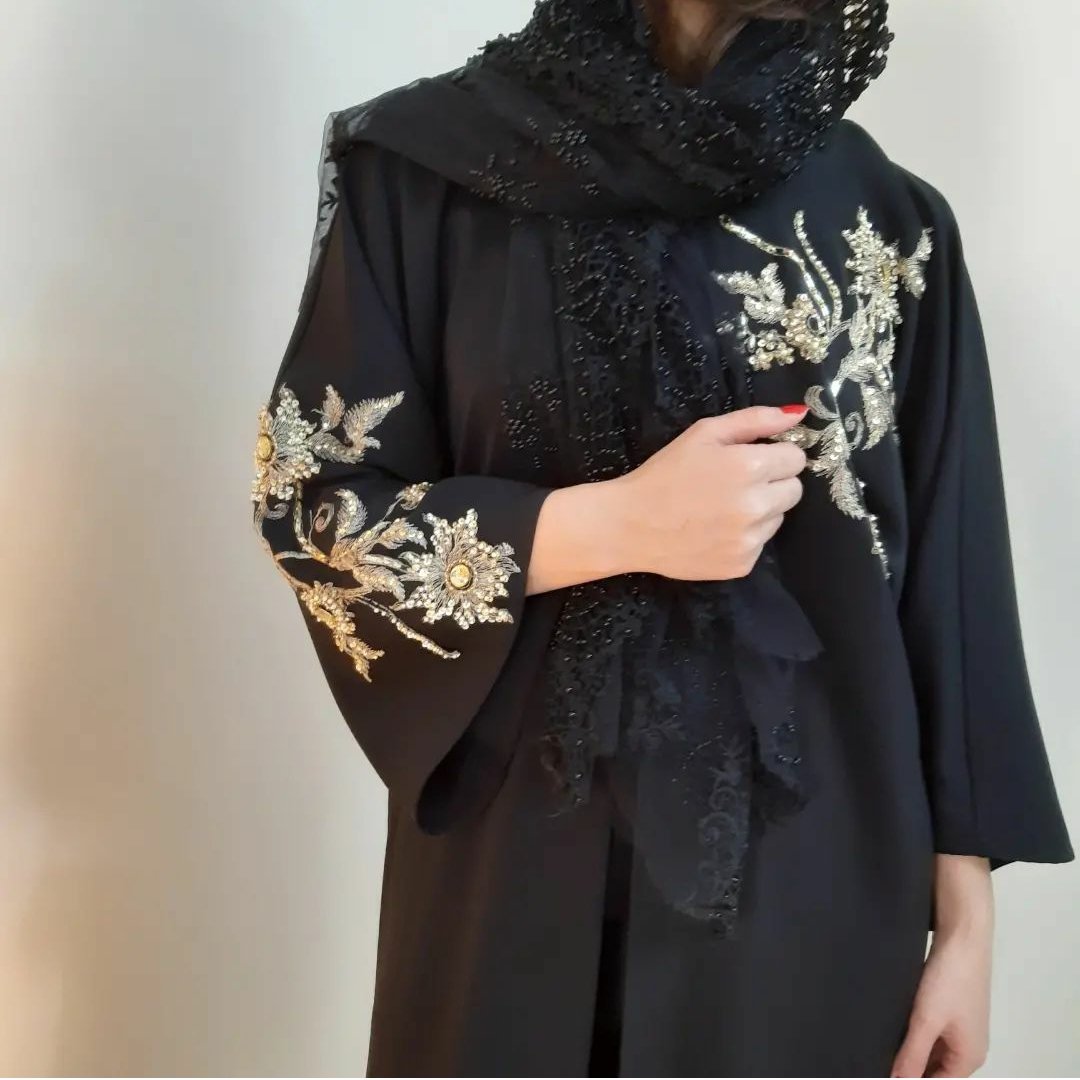 مانتو کارشده مجلسی مشکی
