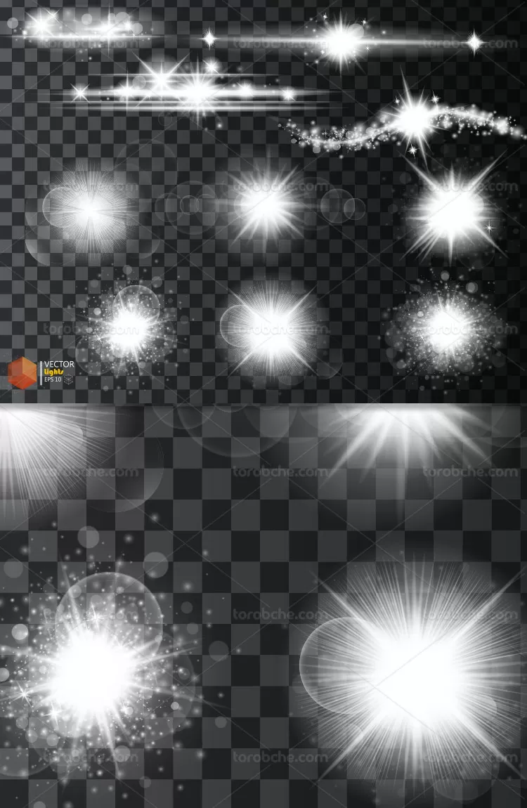 وکتور انواع افکت نور ستاره ای | گرافیک با طعم تربچه