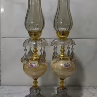 شمعدانی جدید موجی شامپاینی گلدار کوره ای