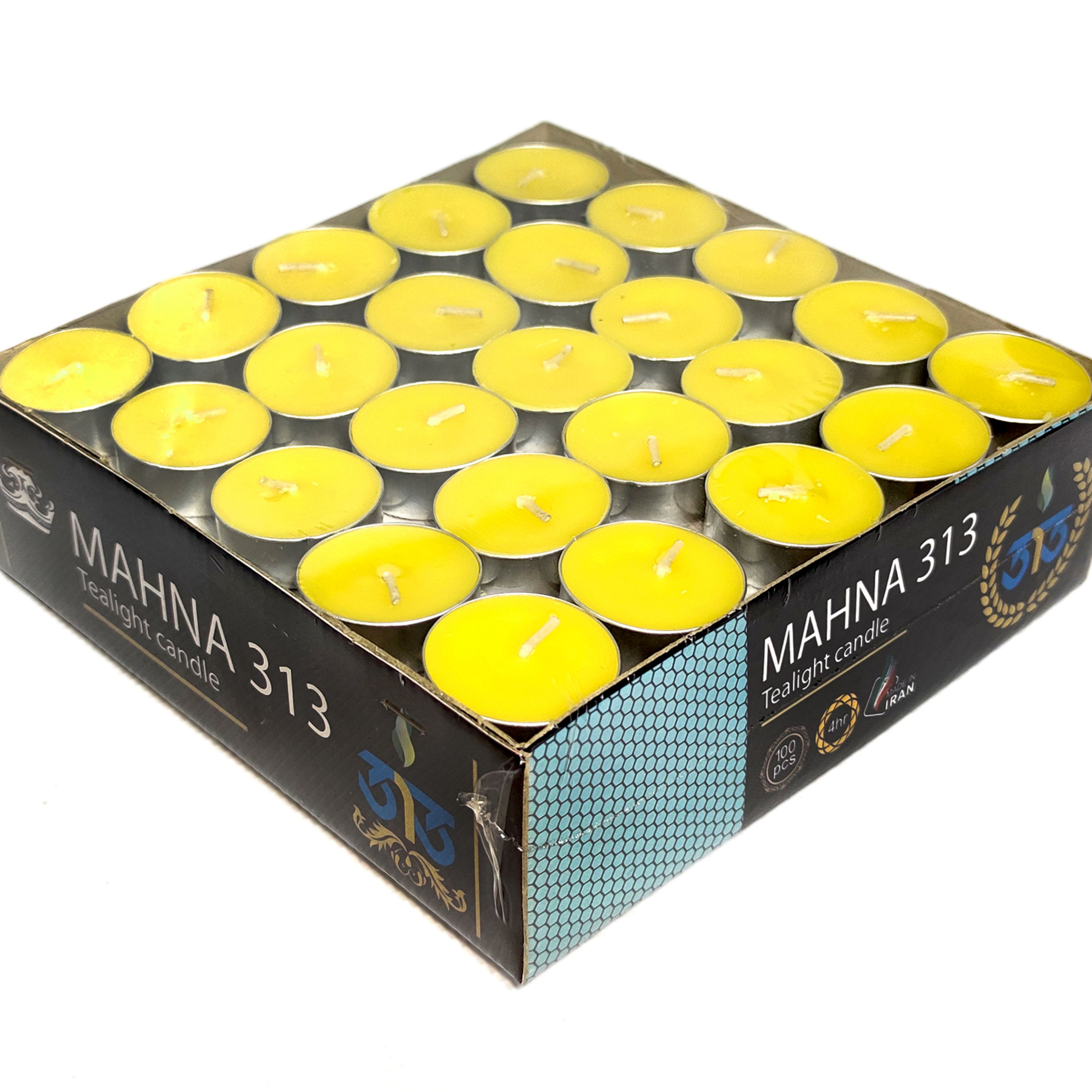 شمع وارمر 100 عددی 313 رنگ زرد 4 ساعت سوخت به بالا با کیفیت(شمع تولد)