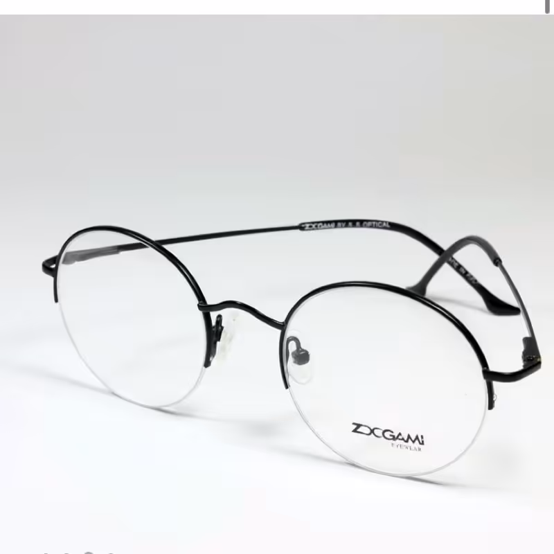 فریم عینک طبی جدید اسپرت مردانه زنانه نیمه فریم گرد فلزی 90016
