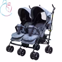 کالسکه دوقلو عصایی دیبا پلاس دلیجان رنگ طوسی مامز نینی