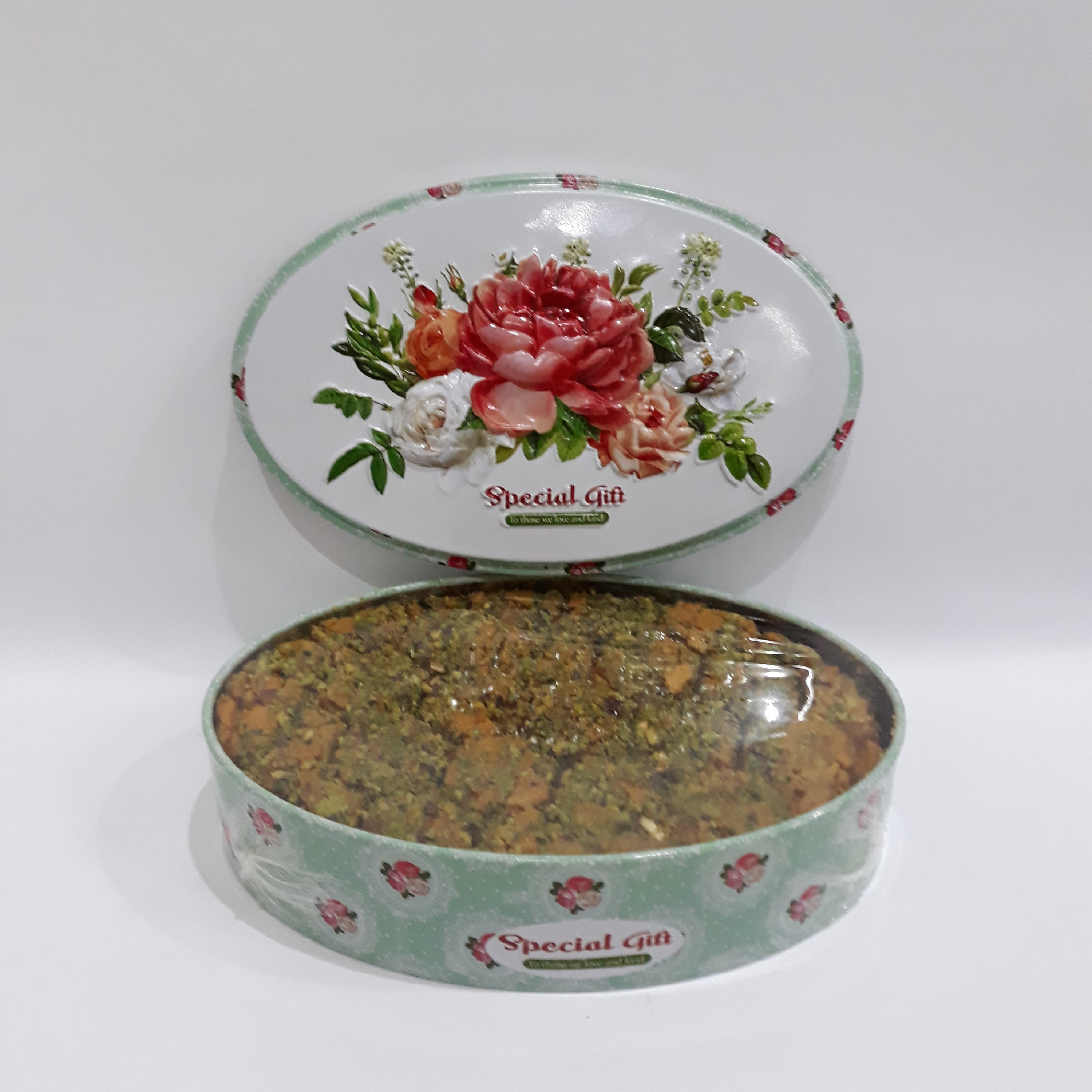 سوهان کره ای حبه ای مخصوص با مغز پسته قوطی فلزی (300 گرمی)