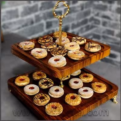 شیرینی خوری 2 طبقه مربع پایه دار