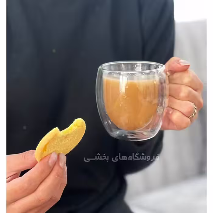 لیوان پیرکس مدل دوجداره دسته دار ظرفیت 250 میل