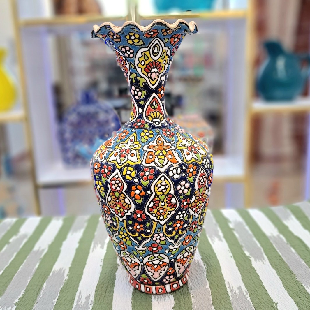 تنگ دکوری سفالی مینا کاری کادویی