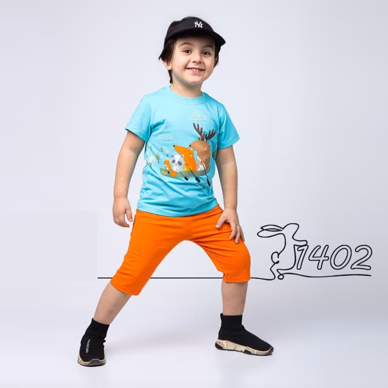 ست بلوز شلوار   پسرانه طرح  حیوانات قایق سوار سایز 40 و 45