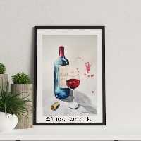 نقاشی طرح بطری و گیلاس تکنیک آبرنگ