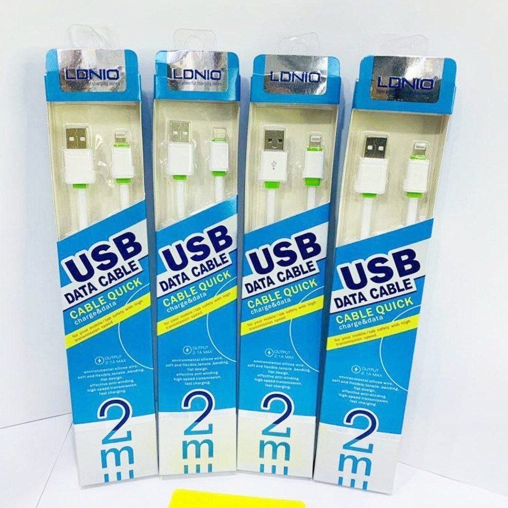 کابل 2 متری LDNIO آیفون جنس سیلیکونی کیفیت شارژ عالی 