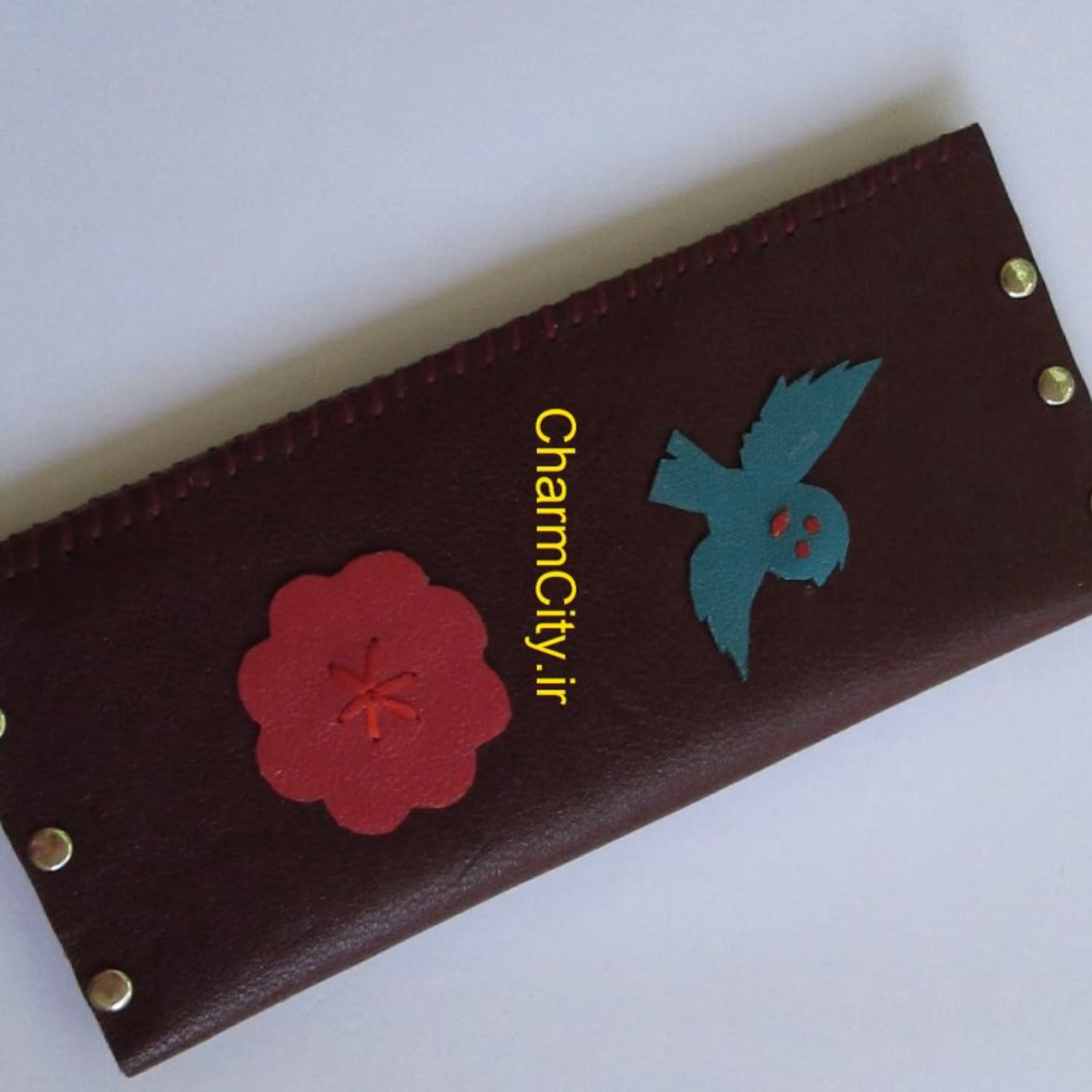 کیف پول و جاکارتی چرم اصل بنفش پرنده