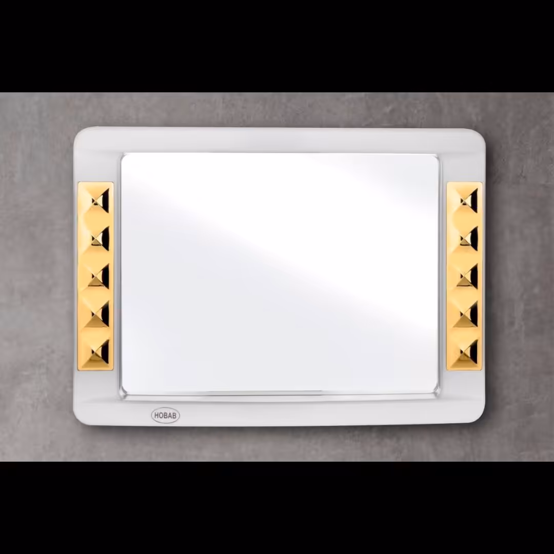 آیینه حباب سایز 45در32 مدل نسترن رنگ سفید طلایی