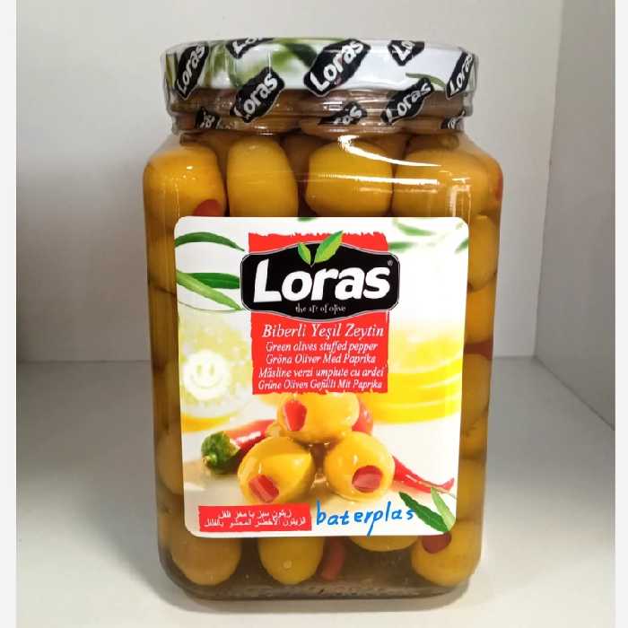 زیتون سبز مغز فلفلی لوراس 900گرم خالص ترکیه | amazonchi