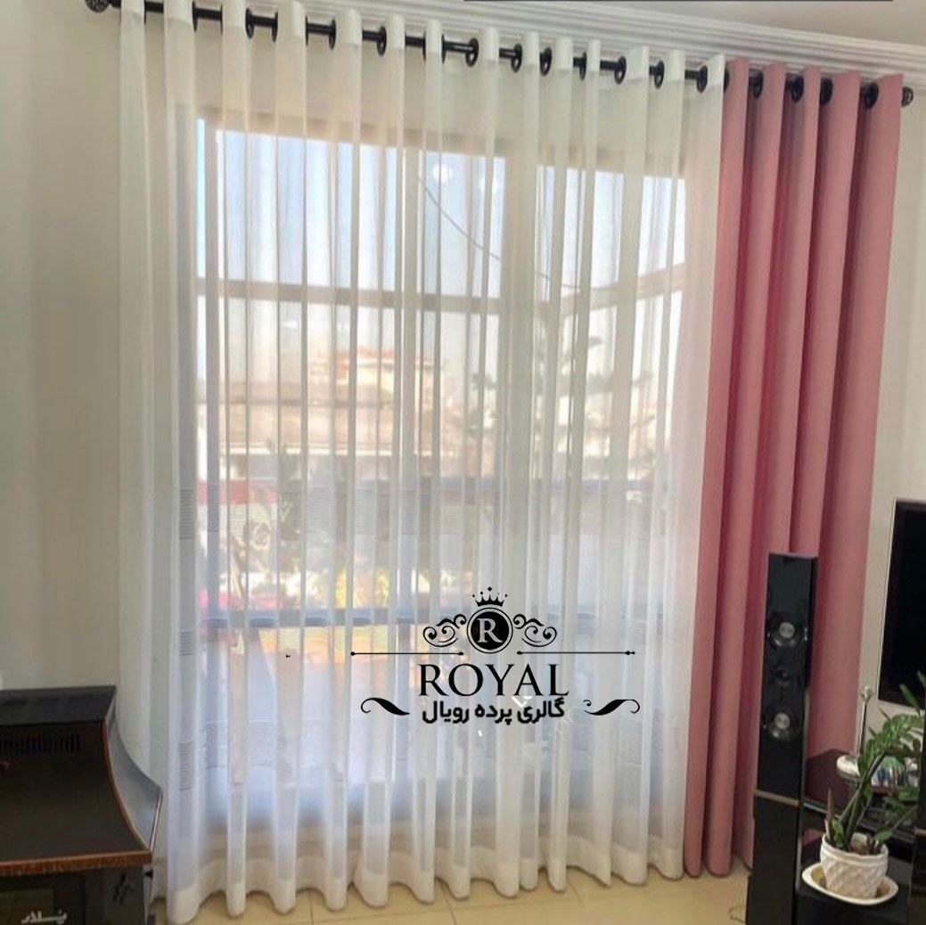 پرده پنجره دومتری با کتان هازان و حریر ترک الگانت