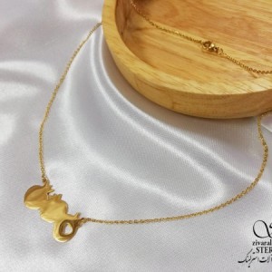 گردنبند استیل یلدایی طرح سه انار متصل بهم کد 5126