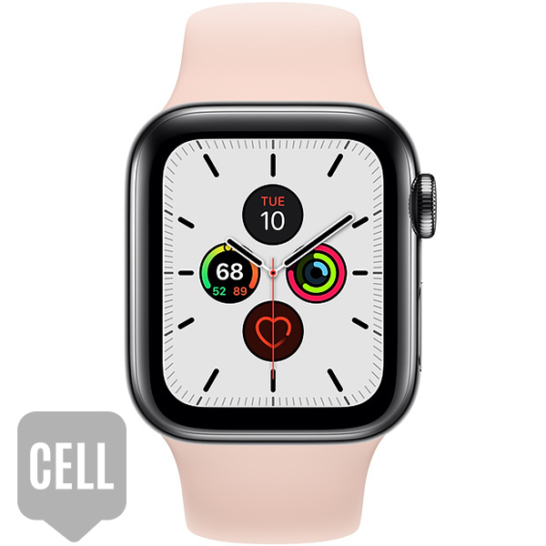 سری 5 استیل سلولار مردانه Space Black Stainless Steel Case Pink Sand with Sport Band - Hiapple.ir