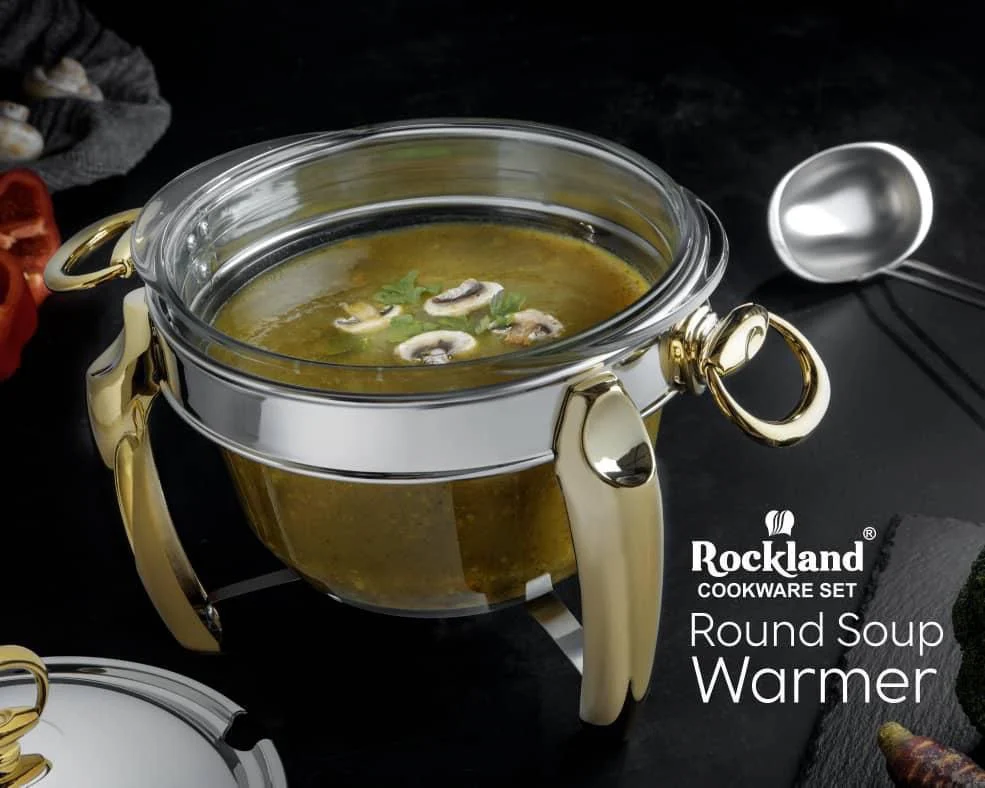 سوفله سوپ خوری پایه دلفینی راکلند نقره‌ای طلایی 4لیتری